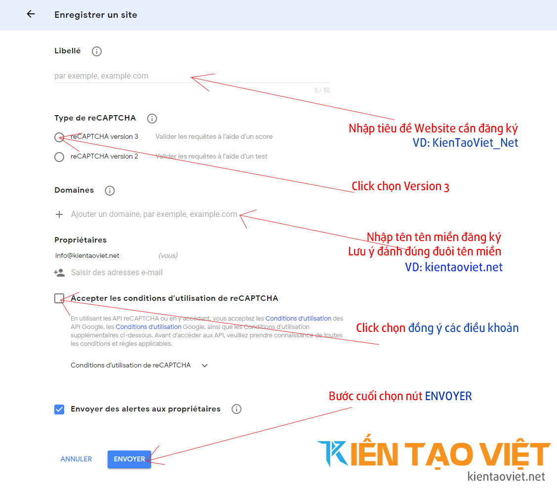 Hướng dẫn đăng ký Google reCAPTCHA hạn chế Spam Mail